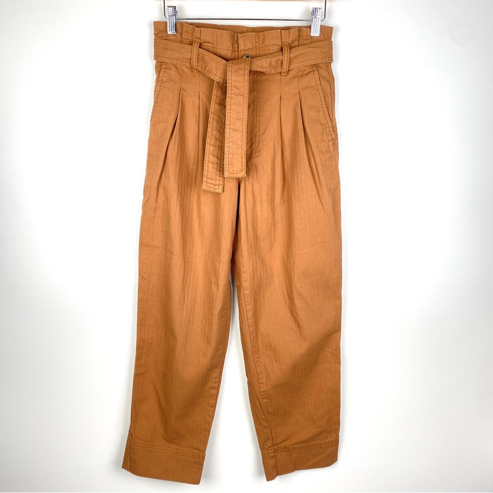 Madewell Herringbone Paperbag Pants in Warm Hickory - Picture 2 of 12